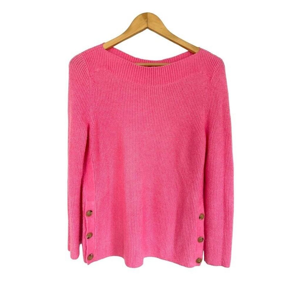 Talbots Boat Neck Rib Knit Sweater Boat Neck Size Medium Pink Pullover Stretch